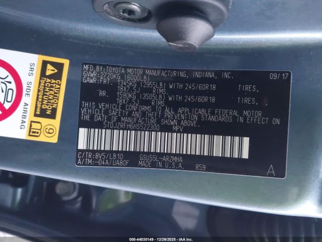 2017 TOYOTA HIGHLANDER 5TDJZRFH6HS522300 Photo 8