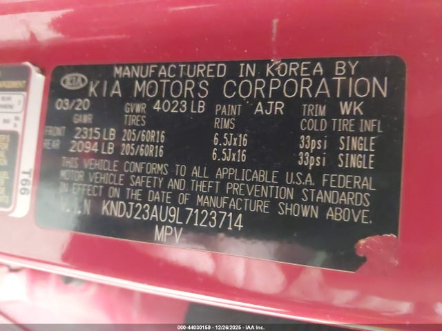 KNDJ23AU9L7123714 KIA SOUL LX