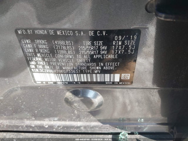 3CZRU6H39KG733637 Honda HR-V LX