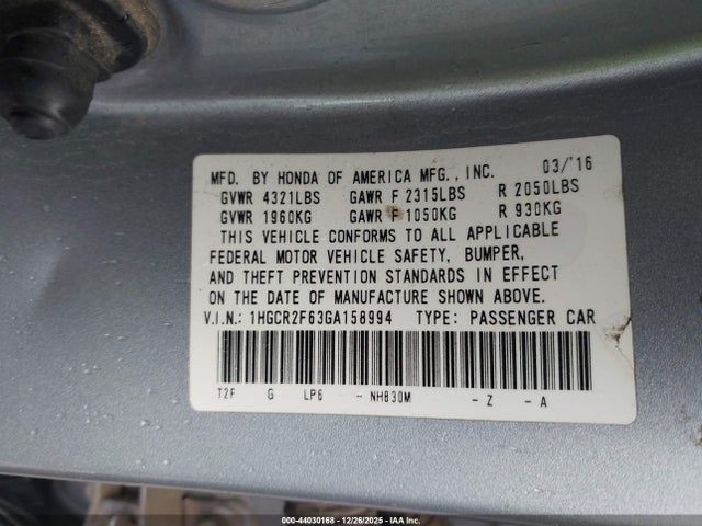 1HGCR2F63GA158994 Honda Accord Sport