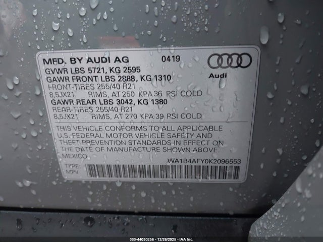 2019 AUDI SQ5 WA1B4AFY0K2096553 Photo 8