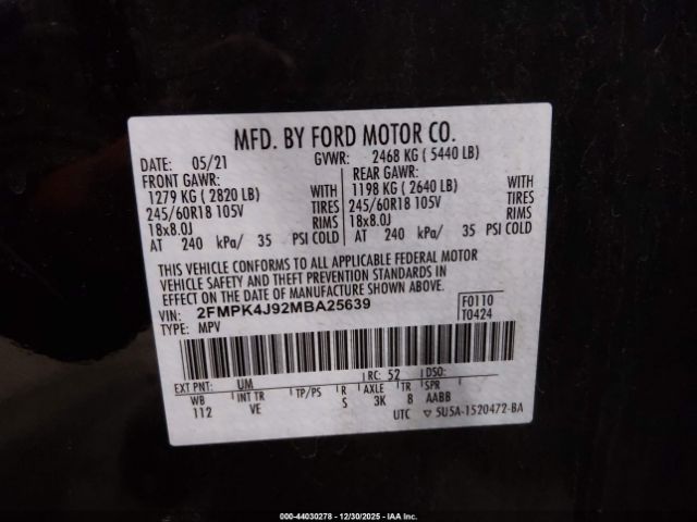 2021 FORD EDGE 2FMPK4J92MBA25639 Photo 8