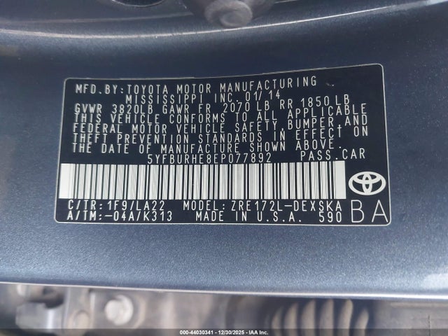 Toyota Corolla S Premium 2014 5YFBURHE8EP077892 Image 9