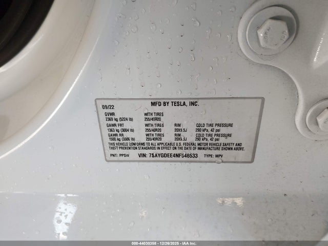 2022 TESLA MODEL Y 7SAYGDEE4NF546533 Photo 8