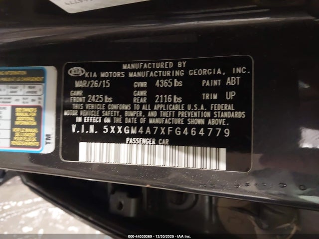 5XXGM4A7XFG464779 KIA Optima Lx