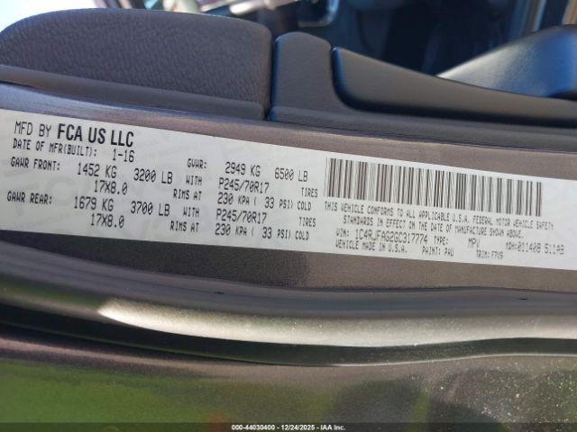 2016 JEEP GRAND CHEROKEE 1C4RJFAG2GC317774 Photo 8