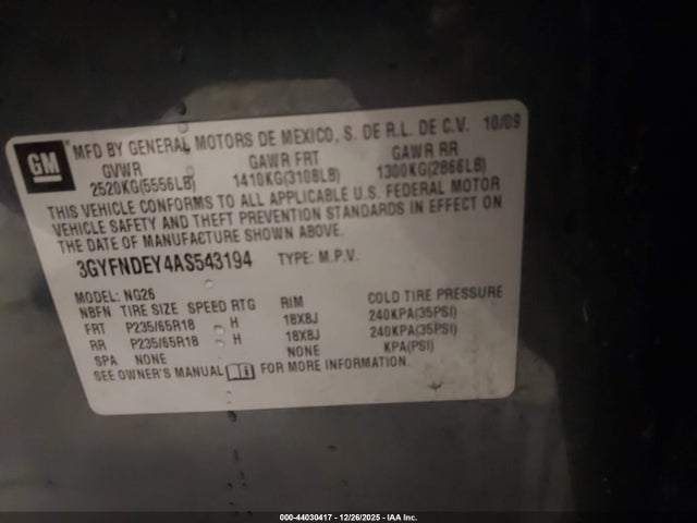 2010 CADILLAC SRX 3GYFNDEY4AS543194 Photo 8