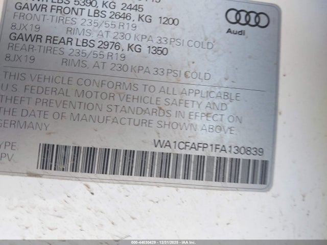 2015 AUDI Q5 WA1CFAFP1FA130839 Photo 8