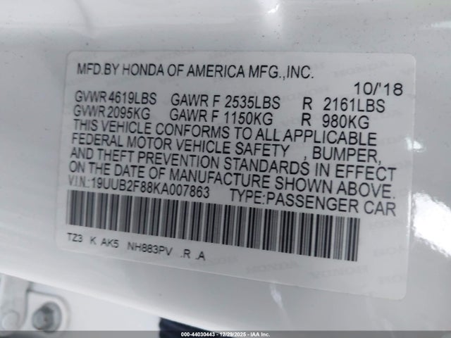 2019 ACURA TLX 19UUB2F88KA007863 Photo 8