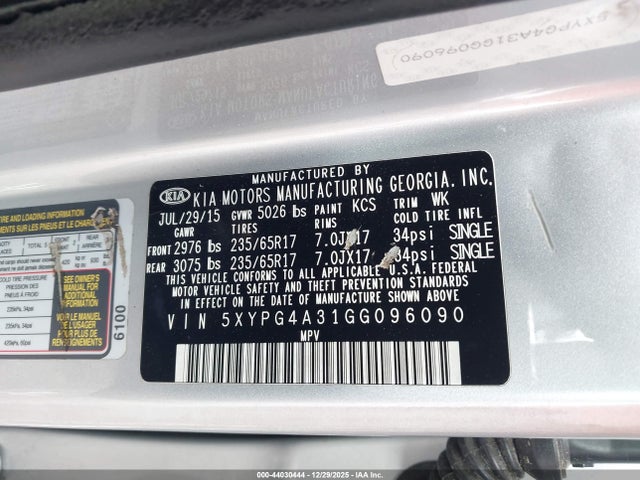 5XYPG4A31GG096090 KIA Sorento 2.4l L