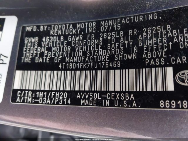 2015 TOYOTA CAMRY HYBRID 4T1BD1FK7FU176469 Photo 8