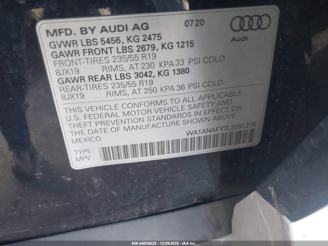 2020 AUDI Q5 WA1ANAFY3L2091275 Photo 8