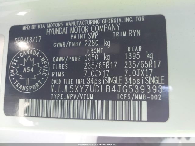2018 HYUNDAI SANTA FE SPORT 5XYZUDLB4JG539393 Photo 8