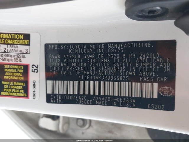 4T1G11AK3RU855875 Toyota CAMRY SE
