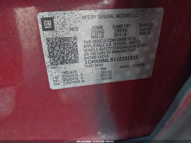 1GKKNMLS7JZ231915 GMC Acadia Slt-1