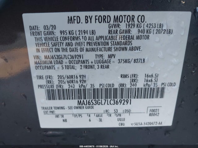 2020 FORD ECOSPORT MAJ6S3GL7LC369291 Photo 8