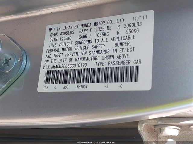 2012 ACURA TSX JH4CU2E86CC010190 Photo 8