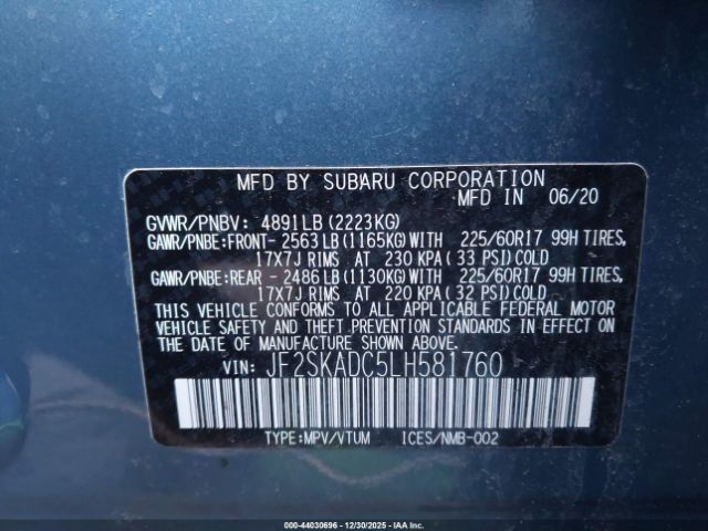 2020 SUBARU FORESTER JF2SKADC5LH581760 Photo 8