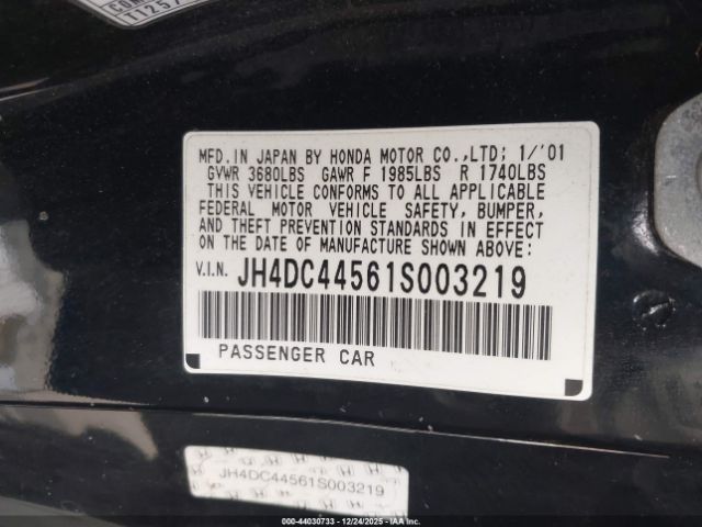 2001 ACURA INTEGRA JH4DC44561S003219 Photo 8