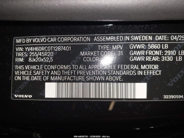 YV4H60RC0T1287401 Volvo Xc60 Plug-in Hybrid Plus