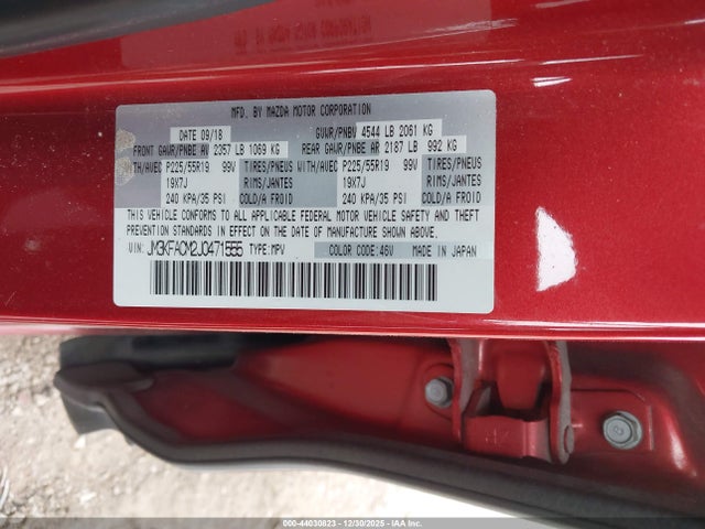 44030823 :رقم المزاد ، JM3KFACM2J0471555 vin ، 2018 Mazda Cx-5 Touring مزاد بيع