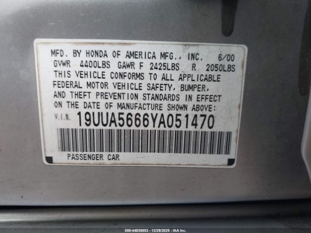 2000 ACURA TL 19UUA5666YA051470 Photo 8