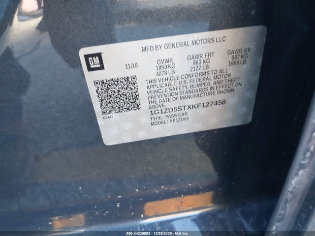 1G1ZD5STXKF127458 Chevrolet MALIBU LT