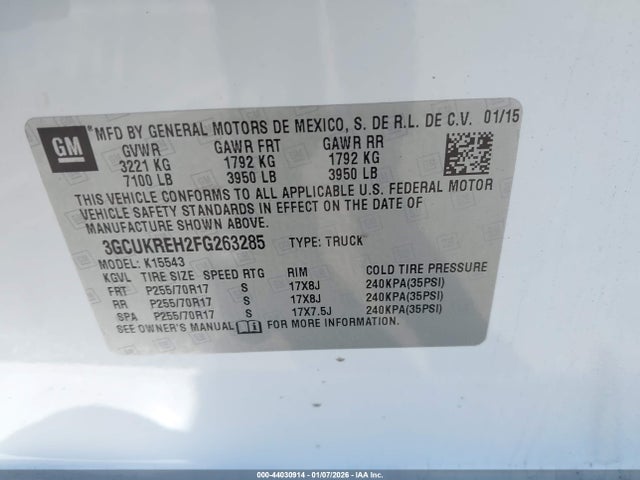 Chevrolet Silverado 1500 1lt 2015 3GCUKREH2FG263285 Image 9