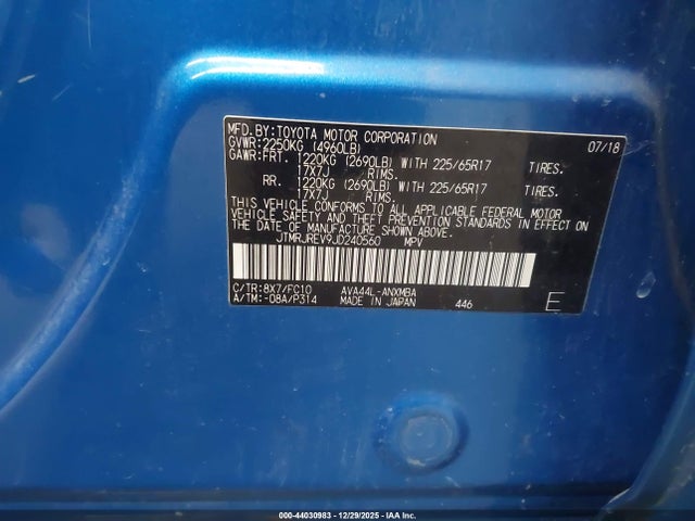 JTMRJREV9JD240560 Toyota Rav4 Hybrid Xle