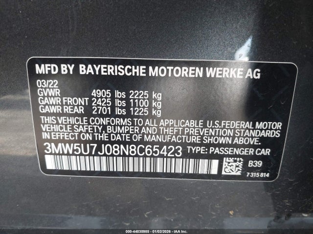 2022 BMW 3 SERIES 3MW5U7J08N8C65423 Photo 8