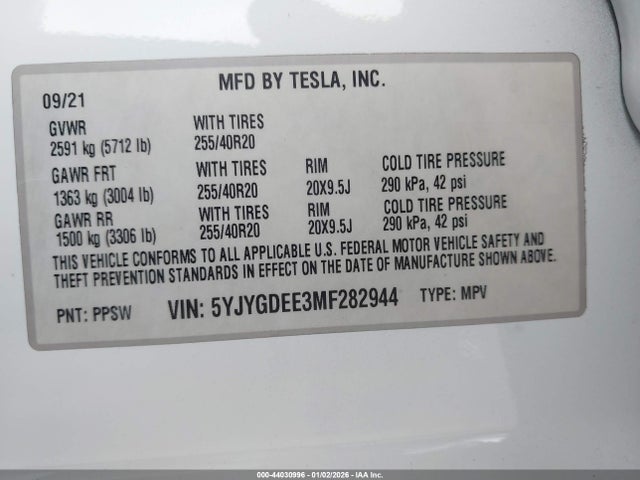 2021 TESLA MODEL Y 5YJYGDEE3MF282944 Photo 8