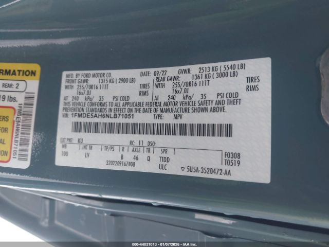 2022 FORD BRONCO 1FMDE5AH6NLB71051 Photo 8