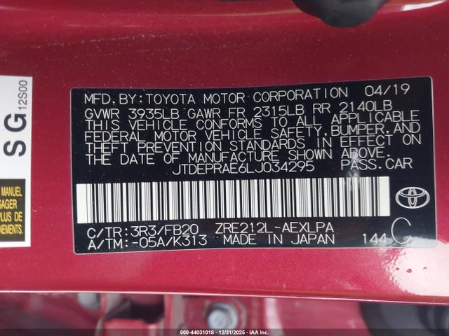 Toyota COROLLA LE 2020 JTDEPRAE6LJ034295 Image 9