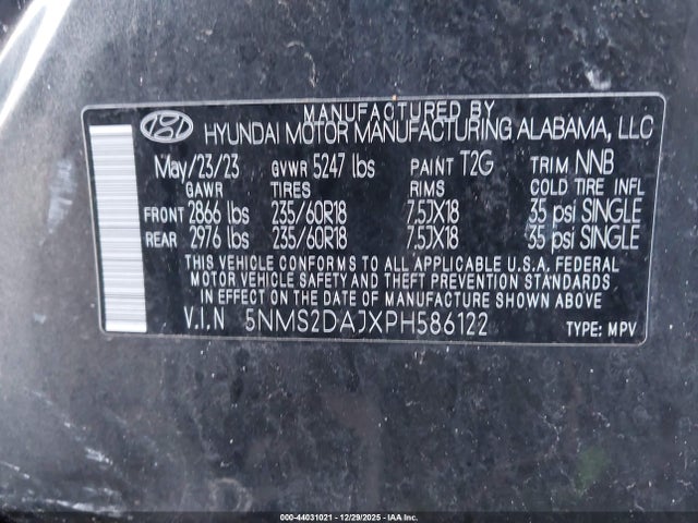 Hyundai Santa Fe Sel 2023 5NMS2DAJXPH586122 Image 9