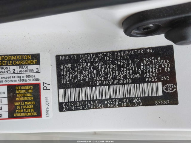4T1BF1FK1FU936910 Toyota CAMRY XLE