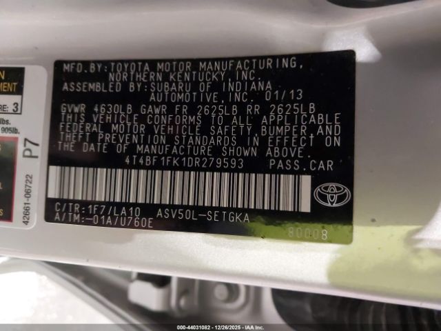 2013 TOYOTA CAMRY 4T4BF1FK1DR279593 Photo 8