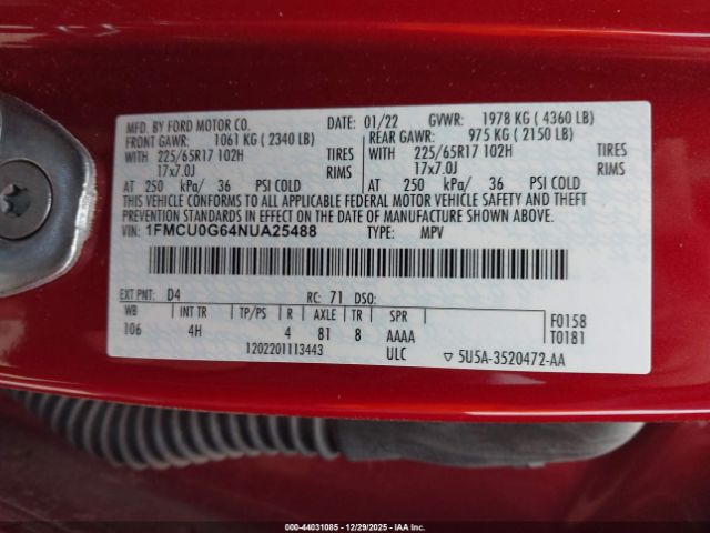 2022 FORD ESCAPE 1FMCU0G64NUA25488 Photo 8