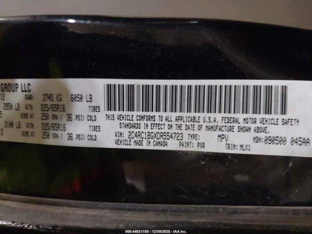 44031100 :رقم المزاد ، 2C4RC1BGXDR554723 vin ، 2013 Chrysler Town & Country Touring مزاد بيع