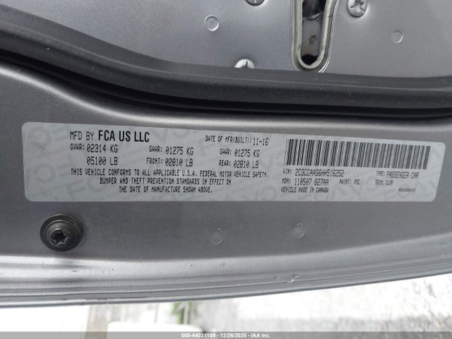 Aukcja sprzedaży 2017 Chrysler 300 Limited, vin: 2C3CCAAG6HH516252, numer aukcji: 44031109