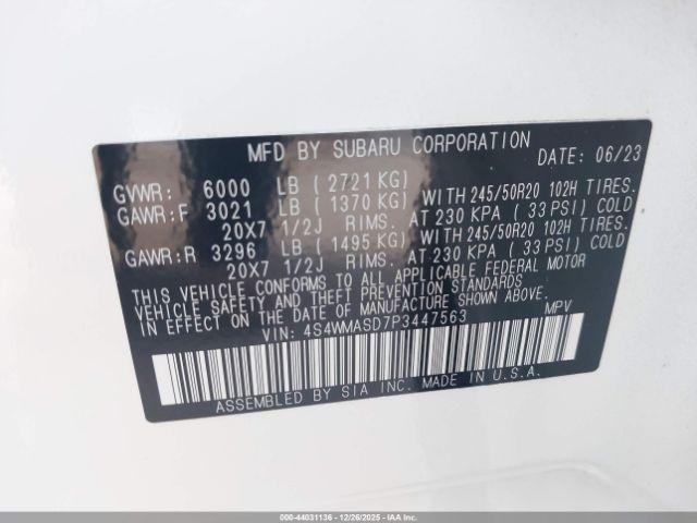 2023 SUBARU ASCENT 4S4WMASD7P3447563 Photo 8