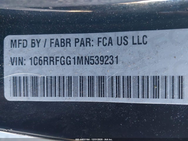 44031164 :رقم المزاد ، 1C6RRFGG1MN539231 vin ، 2021 Ram 1500 Tradesman مزاد بيع