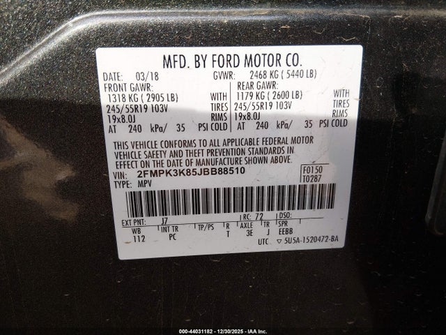Ford Edge Titanium 2018 2FMPK3K85JBB88510 Image 9