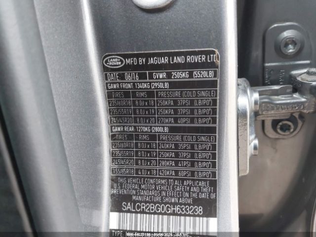 2016 LAND ROVER DISCOVERY SPORT SALCR2BG0GH633238 Photo 8