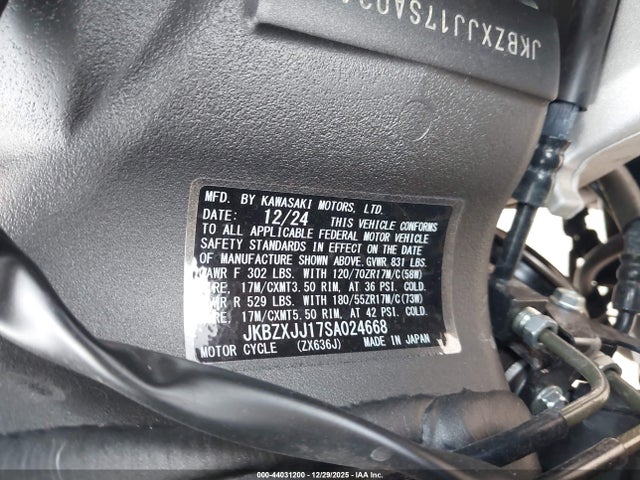 JKBZXJJ17SA024668 Kawasaki Zx636 K