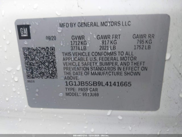 1G1JB5SB9L4141665 Chevrolet Sonic Fwd Ls