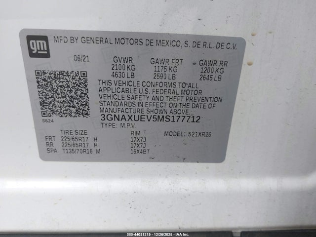 3GNAXUEV5MS177712 Chevrolet Equinox Awd Lt
