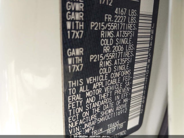 Продаж на аукціоні авто 2012 Nissan Juke Sv, vin: JN8AF5MV0CT116912, номер лоту: 44031244