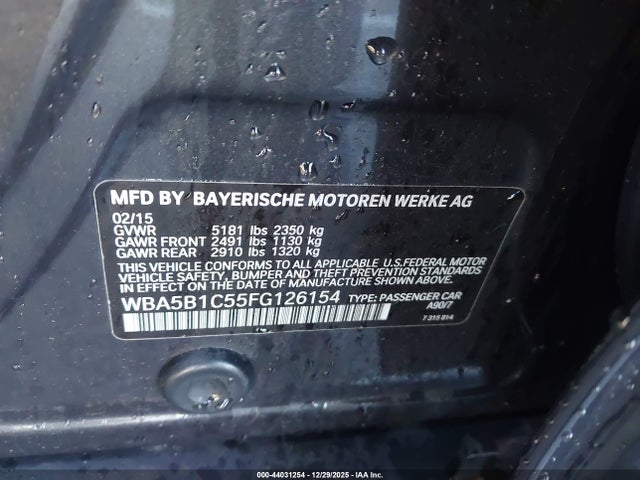 WBA5B1C55FG126154 BMW 535i