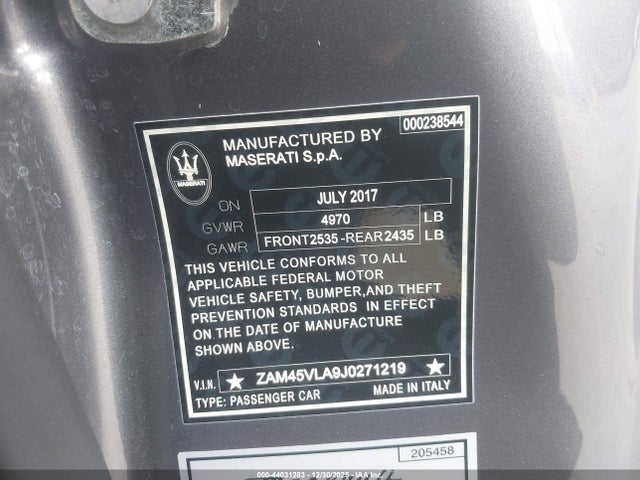 ZAM45VLA9J0271219 Maserati Granturismo Mc/sport