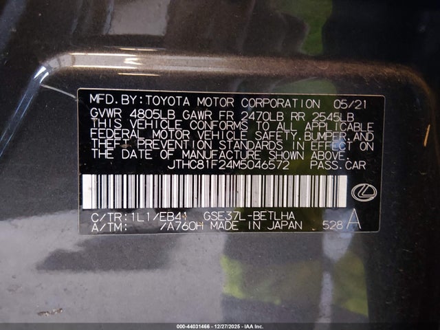 Lexus IS 300 2021 JTHC81F24M5046572 Image 9